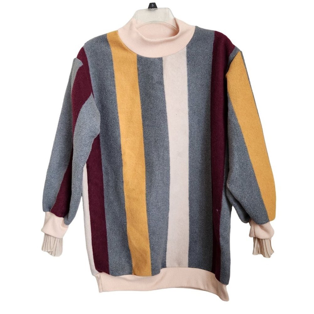 Vintage 90sβ Streetwear Womens Size L Color Block Mock Neck Sweatshirt Fleece